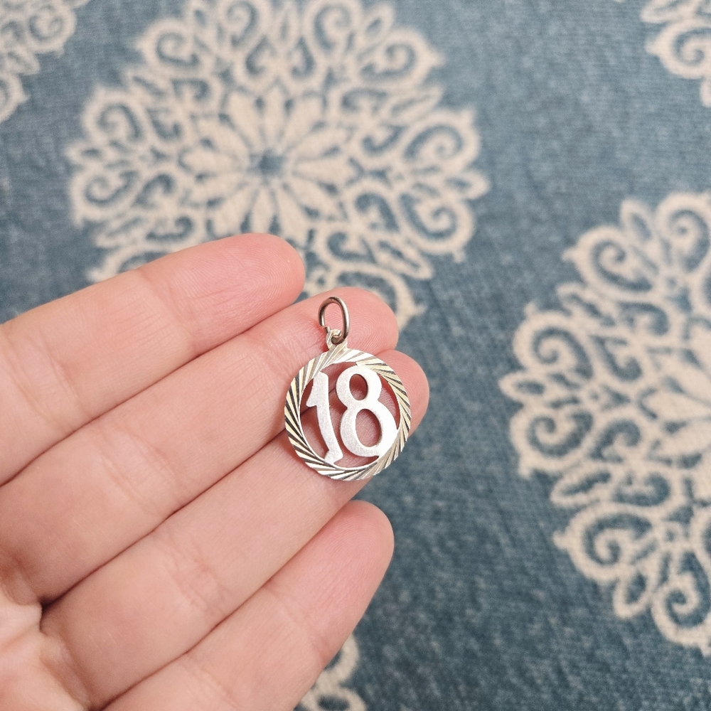 Vintage 925 Sterling Silver "18" Birthday Pendant